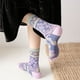 thumbnail image 5 of 1 par de calcetines de lujo con purpurina a la moda para mujer, calcetines largos de diseño Harajuku, calcetines de estilo étnico Harajuku con patrón creativo brillante, 5 of 5