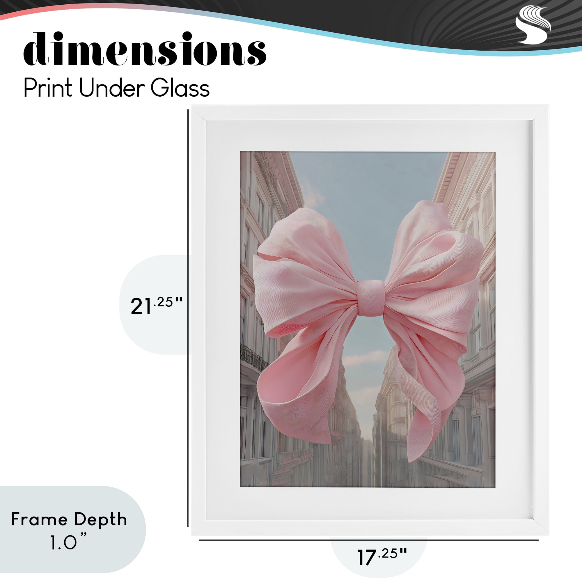 Stupell Industries Pink Bow over City Street White Framed Print Under Glass, design by The Prints Vibe