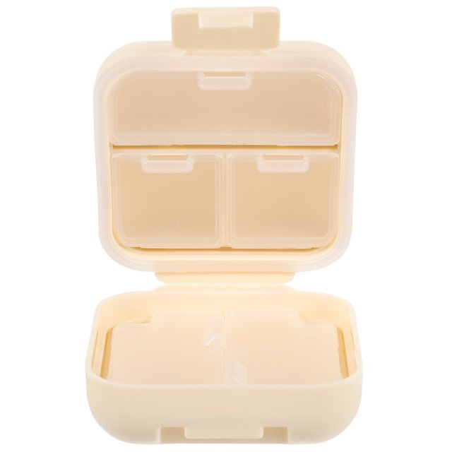 unbranded Estuche Portátil Beige Para Medicamentos Con Compartimentos Separados Para Viaje