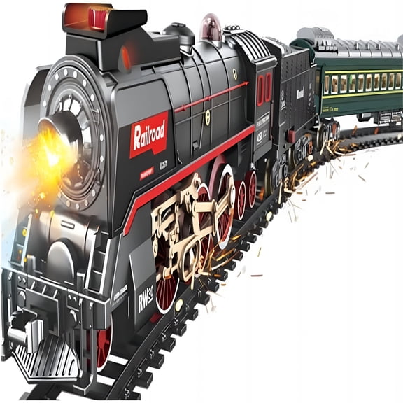 BESTSKY Electric Rc Train Set Model, Christmas Train Set Model with Carriage and Long Track, Great Gifts and Desk Decorations for Teens and Adults