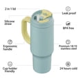 thumbnail image 2 of SURFVEN 40oz Double Wall Stainless Steel Insulated Tumbler with Handle and 2-in-1 Lid, Mint Blue, 2 of 7