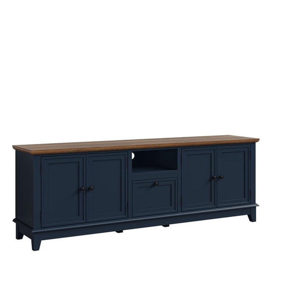 Pemberley Row Engineered Wood Navy Blue TV Stand Rectangular Adjustable Shelves 72" Unassembled