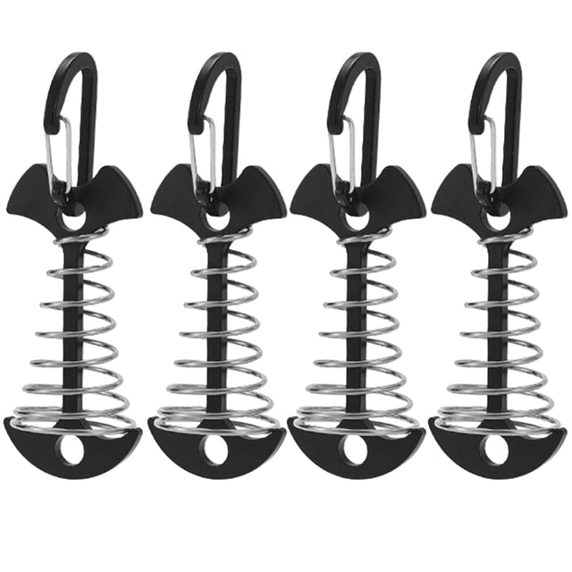 WDOplteas Estacas para Campaña Aleación Aluminio Con Hebilla Resorte (negro) 4 Uds.