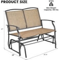 thumbnail image 2 of XiHuaZhaoChen Patio Glider Bench,Steel Frame, Brown, Outdoor Swing Chair, 2-Person Loveseat, Back Support, Ergonomic Design, Superior Fabric, Natural Style, 2 of 11