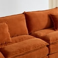 thumbnail image 4 of Sofa, Corduroy Sleeper Couch with Pillows, Comfy Upholstered Loveseat Sofa for Bedroom,Living Room,Apartment,Office, Orange, 4 of 9