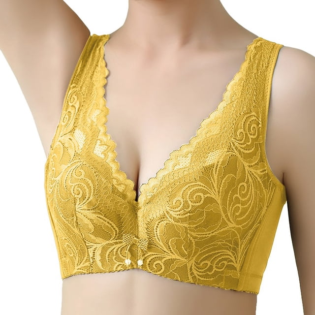 HXWCHs Women's Supportive Underwire Bra with Comfort Back Design for Enhanced Shape and All-Day Wear M Yellow