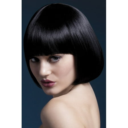 Fever Mia Short Black Wig With Bangs, One Size
