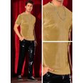 thumbnail image 5 of DARING DIVA Men's Velvet Crew Neck Short Sleeve Tee Tops Disco Velour T Shirts L Golden, 5 of 6