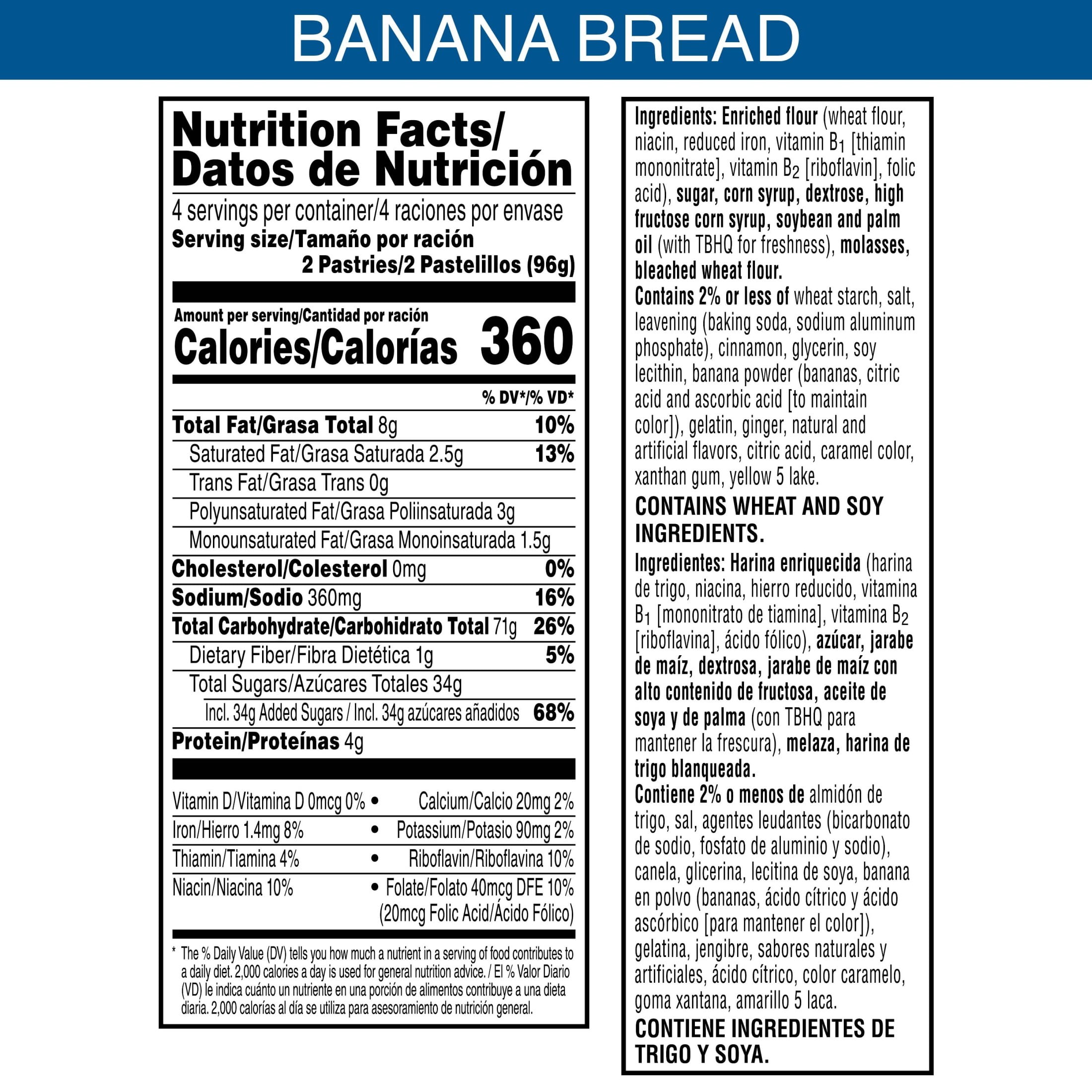 Pop-Tarts Frosted Banana Bread Toaster Pastries, Breakfast Foods, Shelf-Stable, 13.5 oz (8 Count)