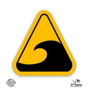 Tsunami Warning Sign - 3" Vinyl Sticker - For Car Laptop I-Pad Phone Helmet Hard Hat - Waterproof Decal
