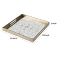 thumbnail image 5 of Miki 20 Inch Square Decorative Tray, Artisan Mirrored Floral Pattern, Gold, 5 of 5