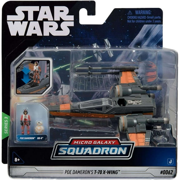Star Wars Micro Galaxy Squadron Poe Dameron's T-70 X-wing - 5 inch Play Vehicle with Two 1 inch Accessories