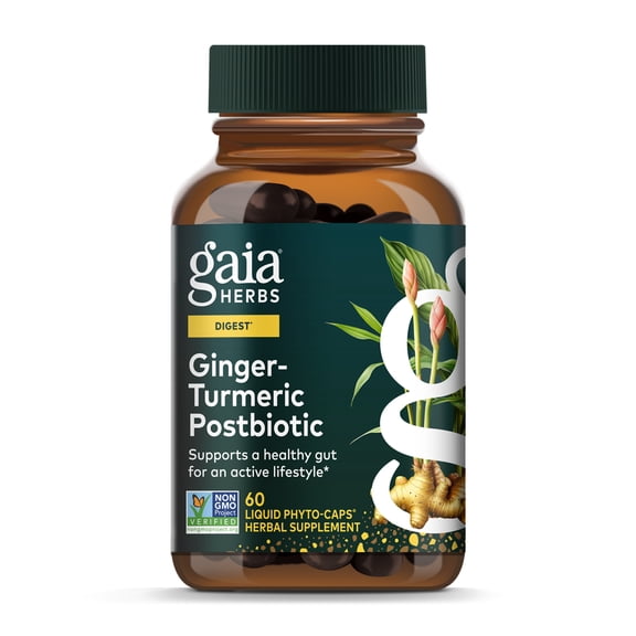 Gaia Herbs Ginger - Turmeric Postbiotic, 60 Capsules