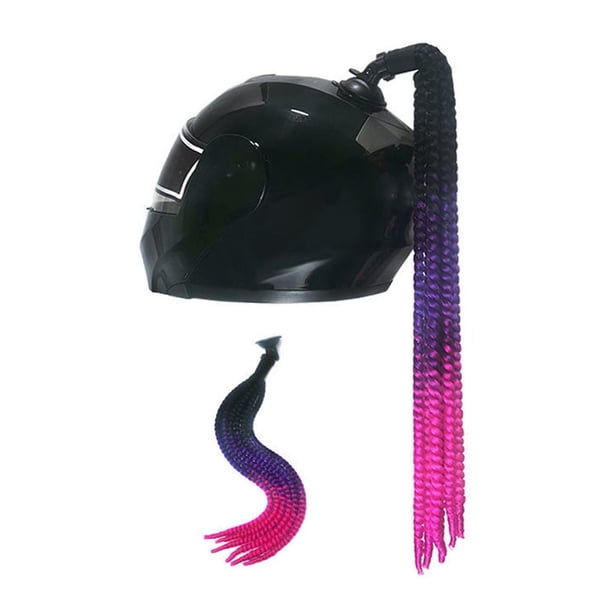 Casco Pigtails, reutilizable Punk 22 pulgadas decoración Cosplay peluca cascos sucias, para motocicleta (casco no Rosa Púrpura Yotijar cola de caballo peluca de pelo