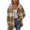 Khaki, variant on ZZkhGO Women's Plaid Hooded Button‑Front Cardigan Coat Long Sleeve Oversized Outerwear with Chest Pocket