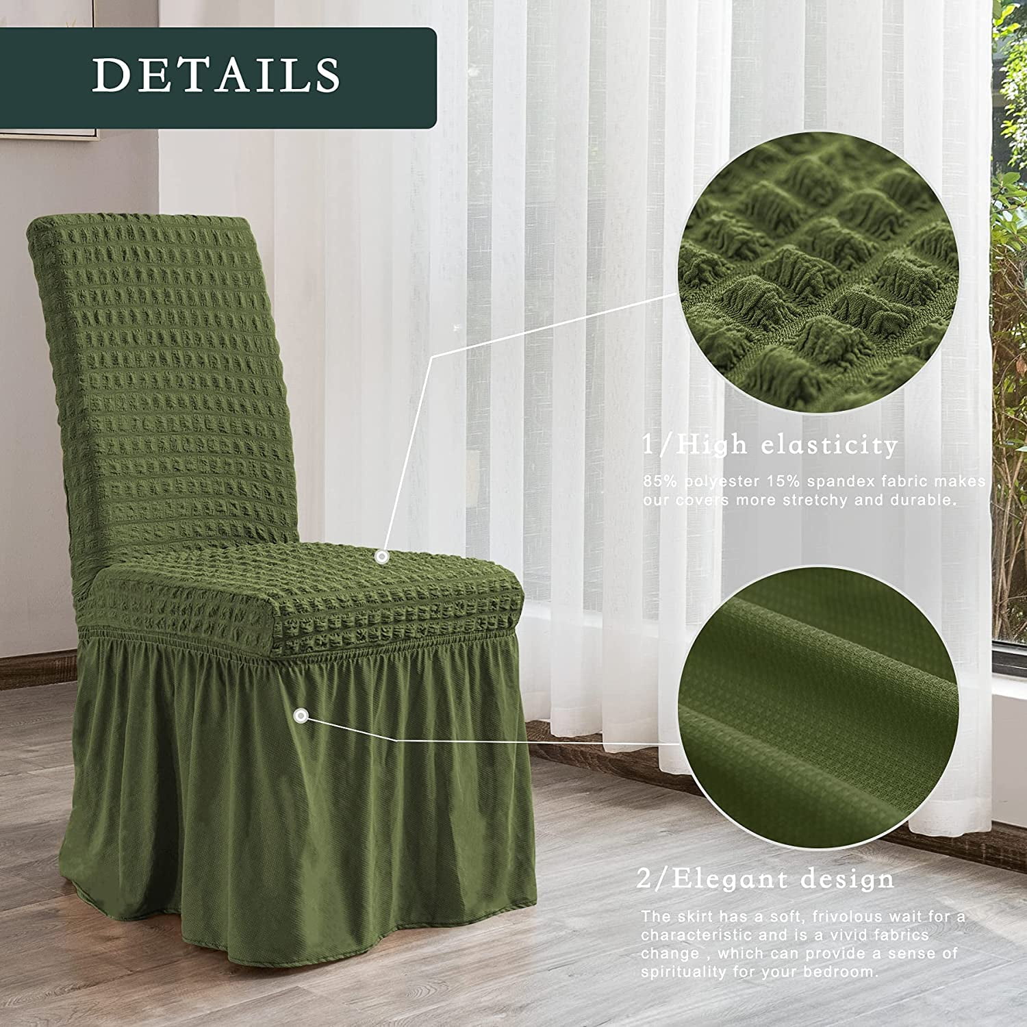 Hongchun Universal Easy Fit Stretch Chair Cover with Skirt Removable and Washable Chair Cover for Kids Pets Ceremony Banquet Wedding Party 2 Pieces Green Walmart