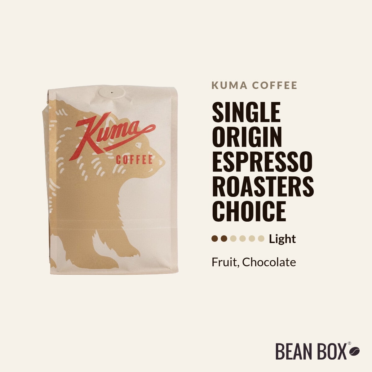 Single Origin Espresso Roasters Choice - Roasted by Kuma Coffee - Whole Bean Coffee - 12oz Bag