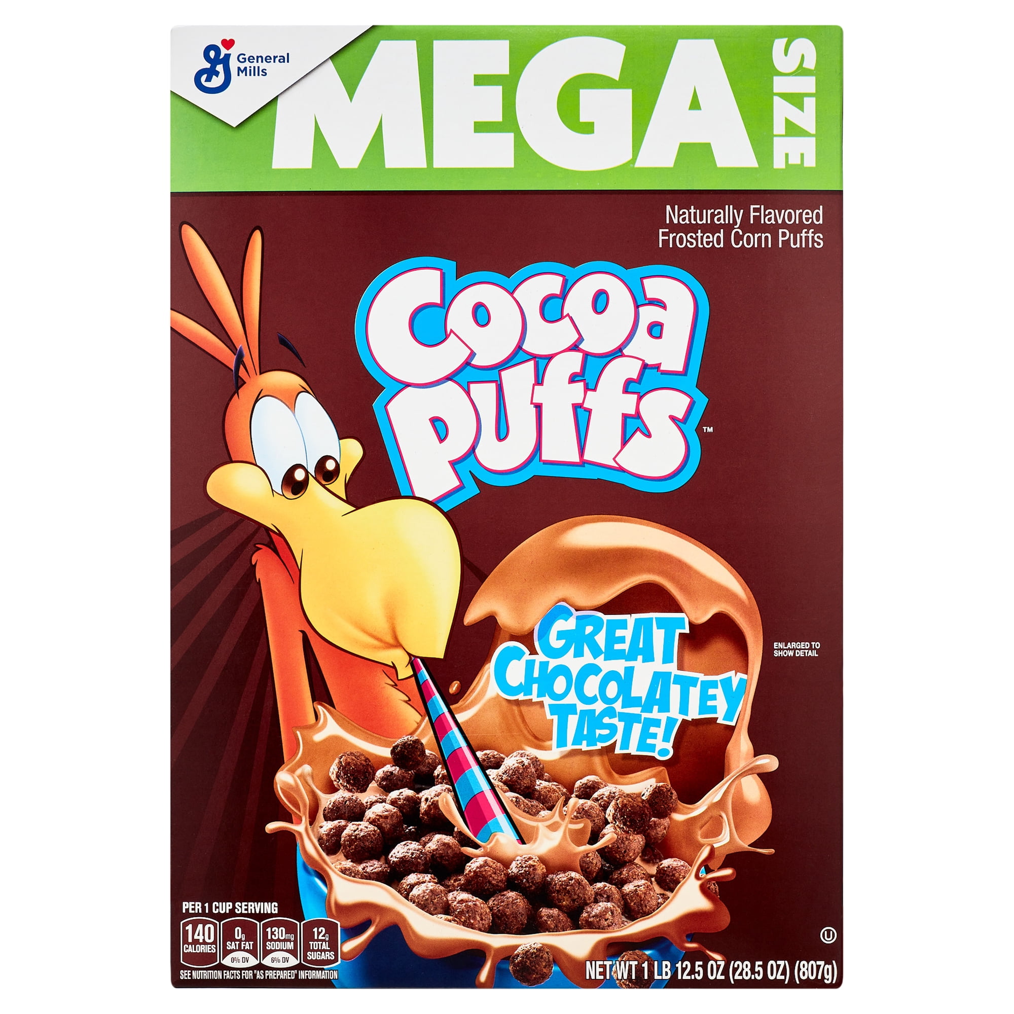 Cocoa Puffs, Chocolate Breakfast Cereal with Whole Grains Brand, Mega Size, 28.5 oz