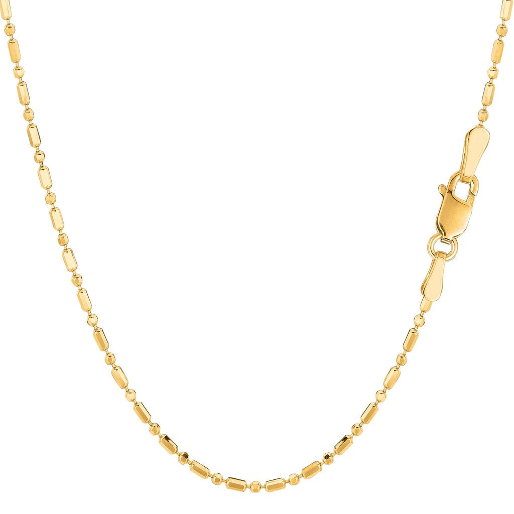 14K Yellow Gold 1.5MM Bar & Bead Diamond-Cut Link Pendant Necklace ...