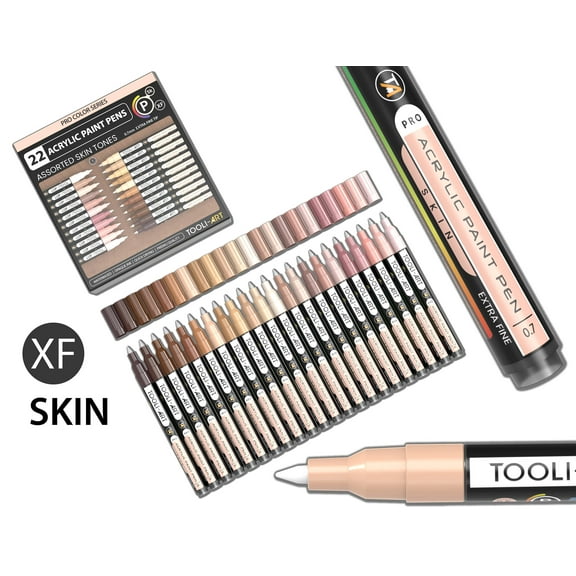 Acrylic Paint Pens 22 Assorted Skin Flesh Tones Pro Markers Set 0.7mm Extra Fine
