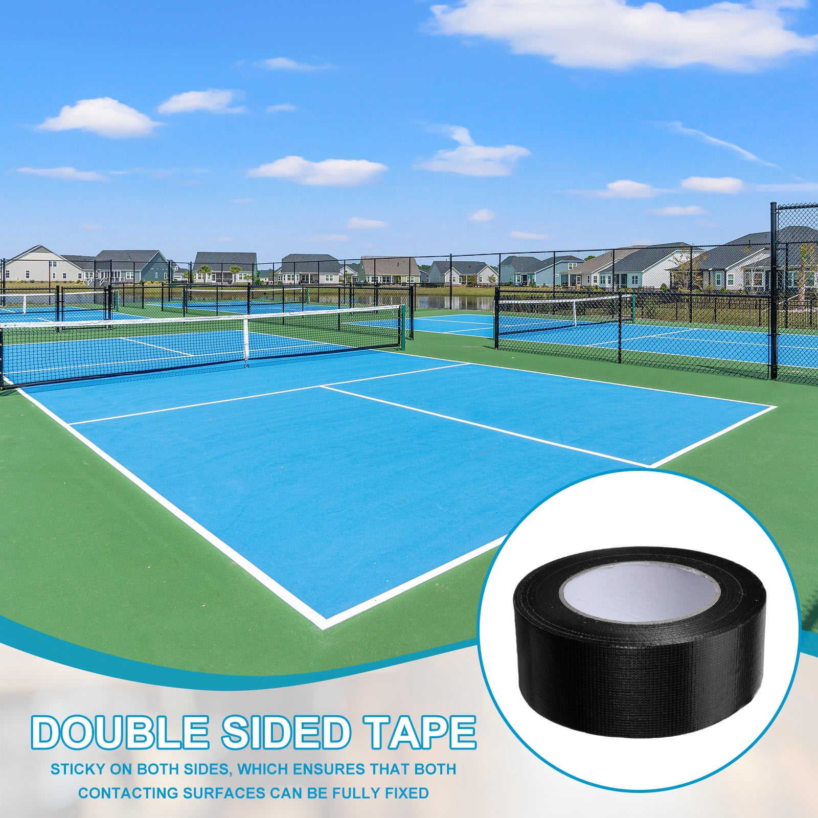 Pickleball Court Tape, Waterproof Court Line Tape for Cables Photography Black 2 in x 55 Yard