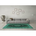 thumbnail image 3 of Ahgly Company Indoor Rectangle Medallion Turquoise Blue Traditional Area Rugs, 3' x 5', 3 of 4