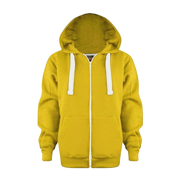 Gibobby Chamarra de manga larga para bebéSudadera Color Sólido Chaquetas con cremallera Sudadera con capucha larga Manga superior niñas Abrigo y chaqueta(Amarillo, 5-6 Años)