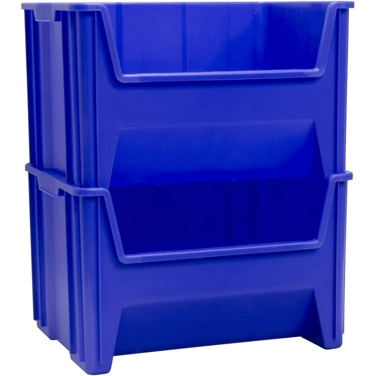 Blue Large Plastic Storage Bin, Pack of 3 