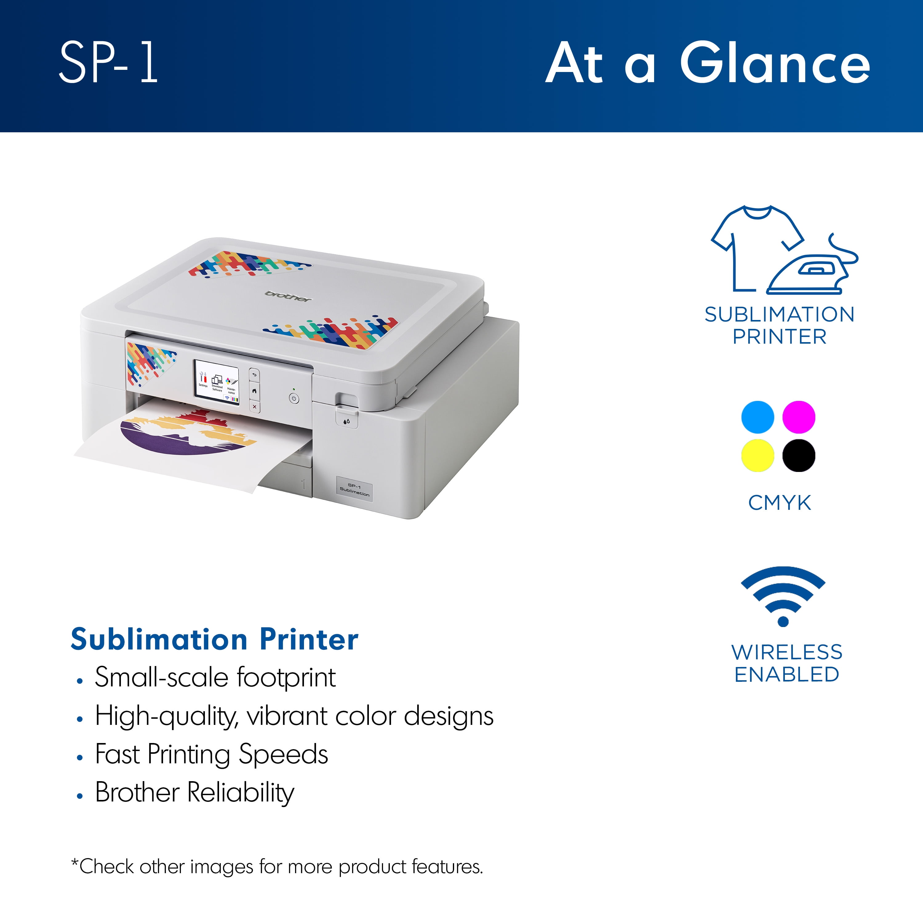 Brother SP1 High-Quality Wireless Sublimation Printer with Paper & Full-Size Inks