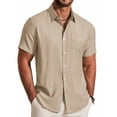 thumbnail image 6 of COOFANDY Mens Linen Shirts Short Sleeve Stretch Shirts Beach Summer Wedding Shirt Button Down Shirt, 6 of 6