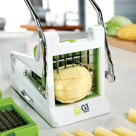 Potato Cutter French fry cutter Best Manual Plastic Professional Potato Slicer With 2 Interchangeable Blades Use for Vegetables Like Cucumber, Carrot & (The Best Frozen French Fries)