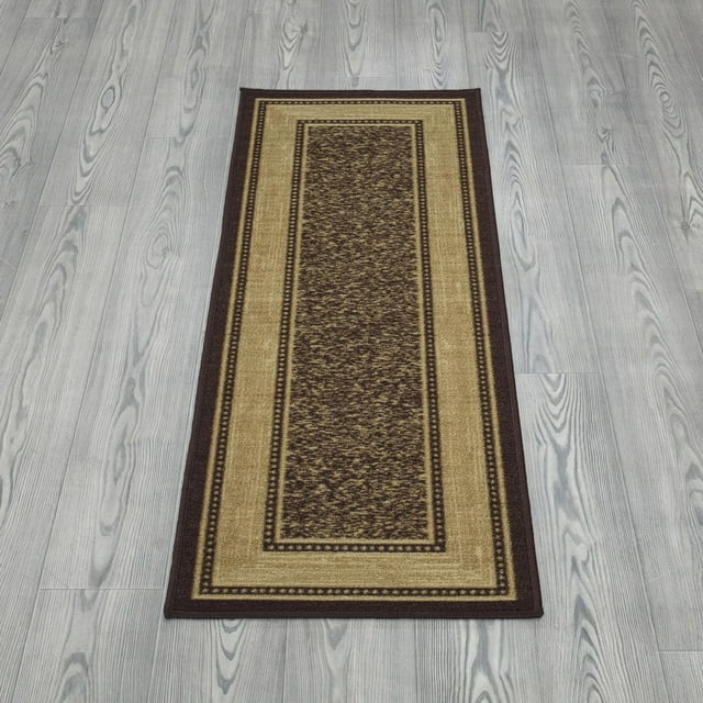 Ottomanson Ottohome Collection Non-Slip Rubberback Bordered Design Indoor Area Runner Rug/Entryway Mat