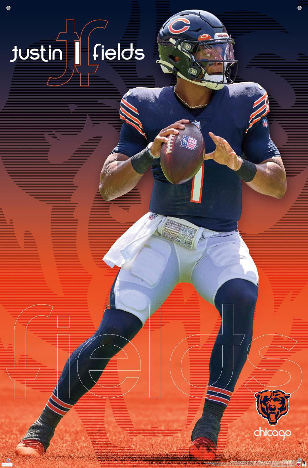 NFL Chicago Bears - Justin Fields 21 Wall Poster with Wooden Magnetic  Frame, 22.375' x 34' 