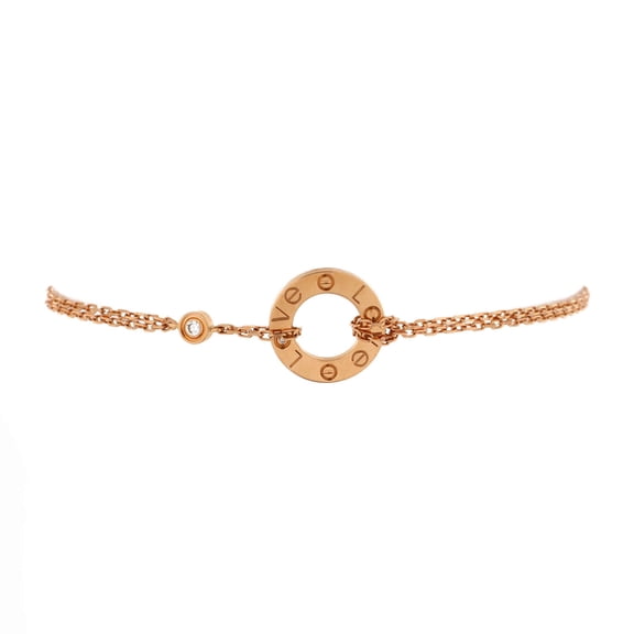 Pre-Owned 2 Diamonds Love Bracelet 18K Rose Gold with Diamonds By Rebag