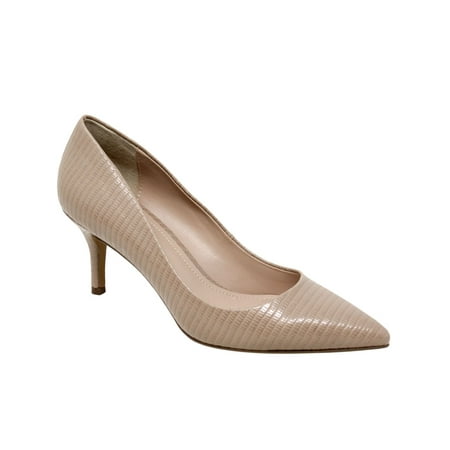 

CHARLES BY CHARLES DAVID Womens Beige Crocodile Padded Admission Pointed Toe Kitten Heel Slip On Dress Pumps Shoes 9.5 M