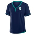 thumbnail image 2 of Women's Fanatics Navy Seattle Mariners League Diva Star Raglan V-Neck T-Shirt, 2 of 3