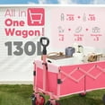 thumbnail image 7 of Sunula 330LBS Collapsible Foldable Wagon, 130L Large Capacity Folding Lightweight Wagon, Folding Utility Heavy Duty Cart for Garden, Shop, Grocery, Camp, Beach, Outdoor (Pink, 1 Year Warranty), 7 of 7