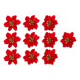 thumbnail image 1 of 10 cabezas de flores artificiales con purpurina para decoración de árbol de Navidad. Rojo, 1 of 9