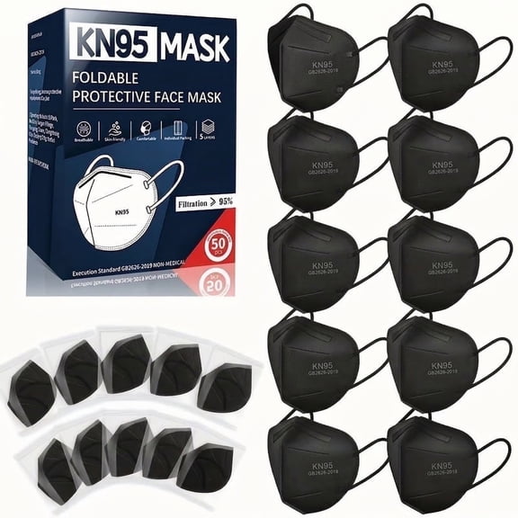 KN95 Face Masks Disposable Adults - 50 Pack 5 Layer Protection Dust Breathable Comfortable Respirator Women KN95 Mask Individually Wrapped