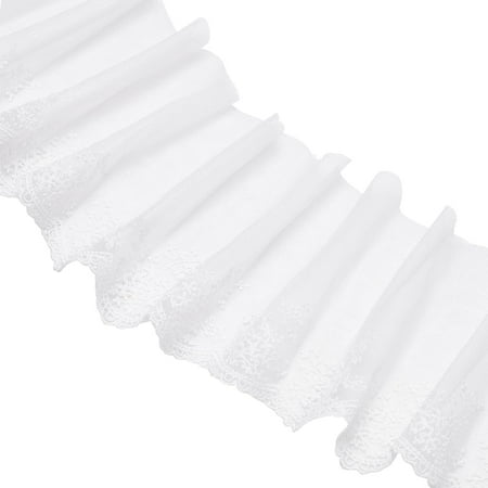 1set 5 Yards Flower Pattern Polyester Lace Fabric Clothing Accessories White 15.5cm