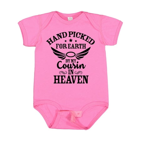 

Inktastic Handpicked for Earth by My Cousin in Heaven with Angel Wings Gift Baby Boy or Baby Girl Bodysuit