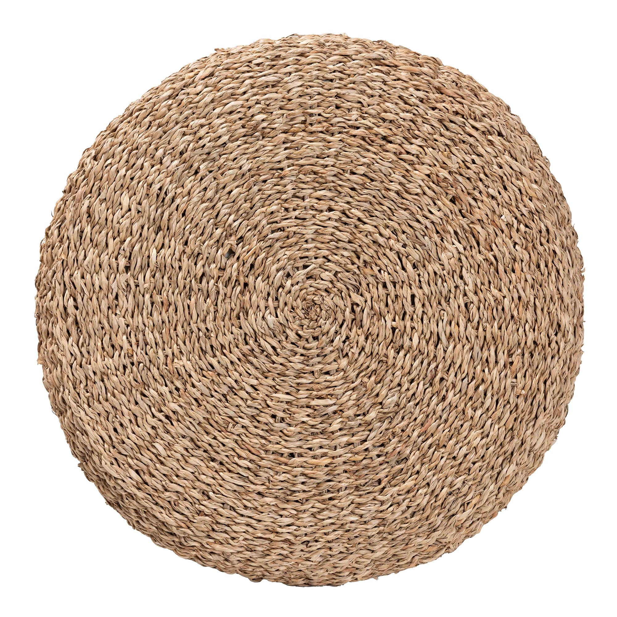 bali & pari Wickham Modern Bohemian Natural Brown Seagrass Ottoman Footstool