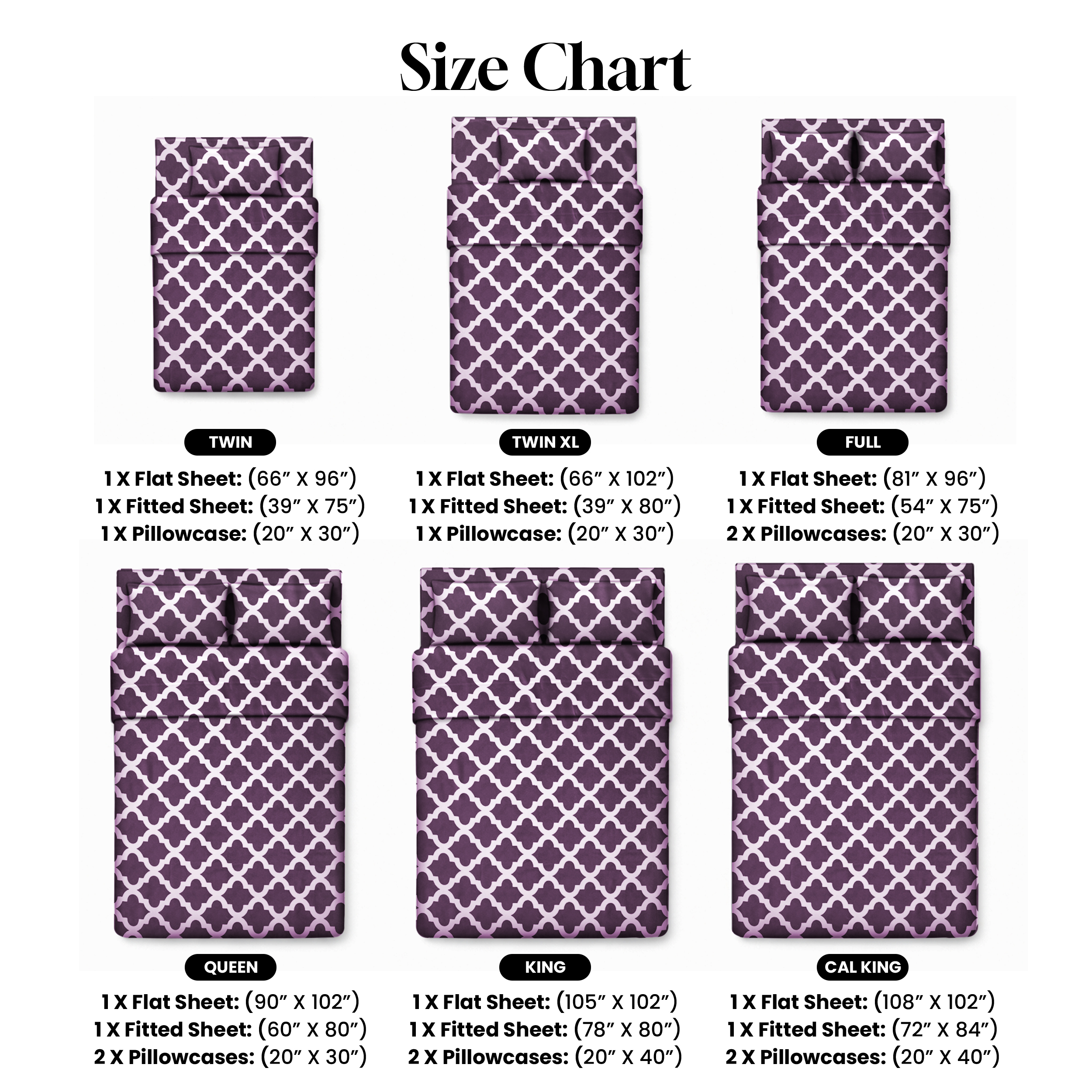 Lux Decor Queen Sheet Set 4-Piece, Purple Quatrefoil photo 8