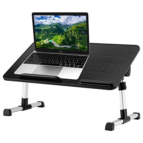 Adjustable Rolling Laptop Table Stand Lap Sofa Bed Tray Folding Computer Desk 