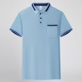 thumbnail image 2 of XINXIAOO Work Polo Shirts for Men with Pocket Short Sleeve Breathable Lightweight Casual Light Blue Polo Shirts for Men, Size S-XXXXL, 2 of 8