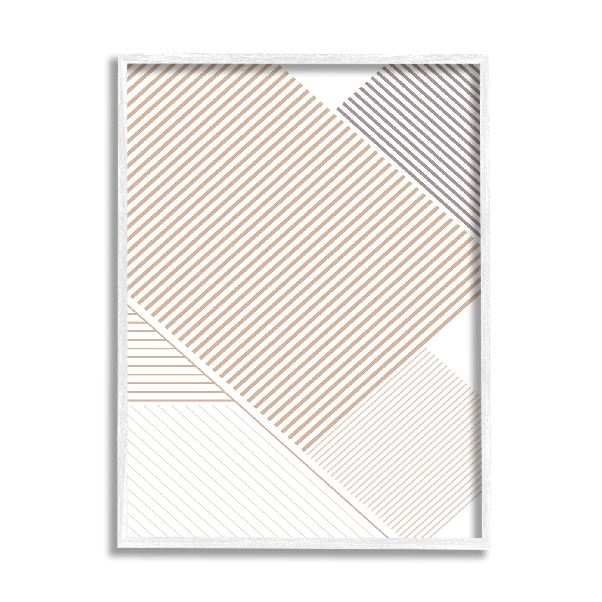 Stupell Industries Modern Abstract Contemporary Lines Neutral Tone Stripe Pattern Graphic Art White Framed Art Print Wall Art, 24x30, by Urban Epiphany