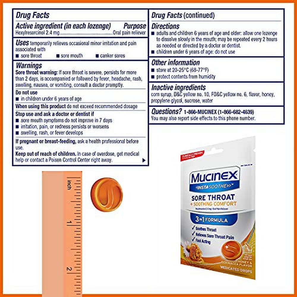 MUCINEX® InstaSoothe™ Sore Throat + Soothing Comfort - Honey & Echinacea 36/40 ct. (Pack of 3) - image 2 of 5