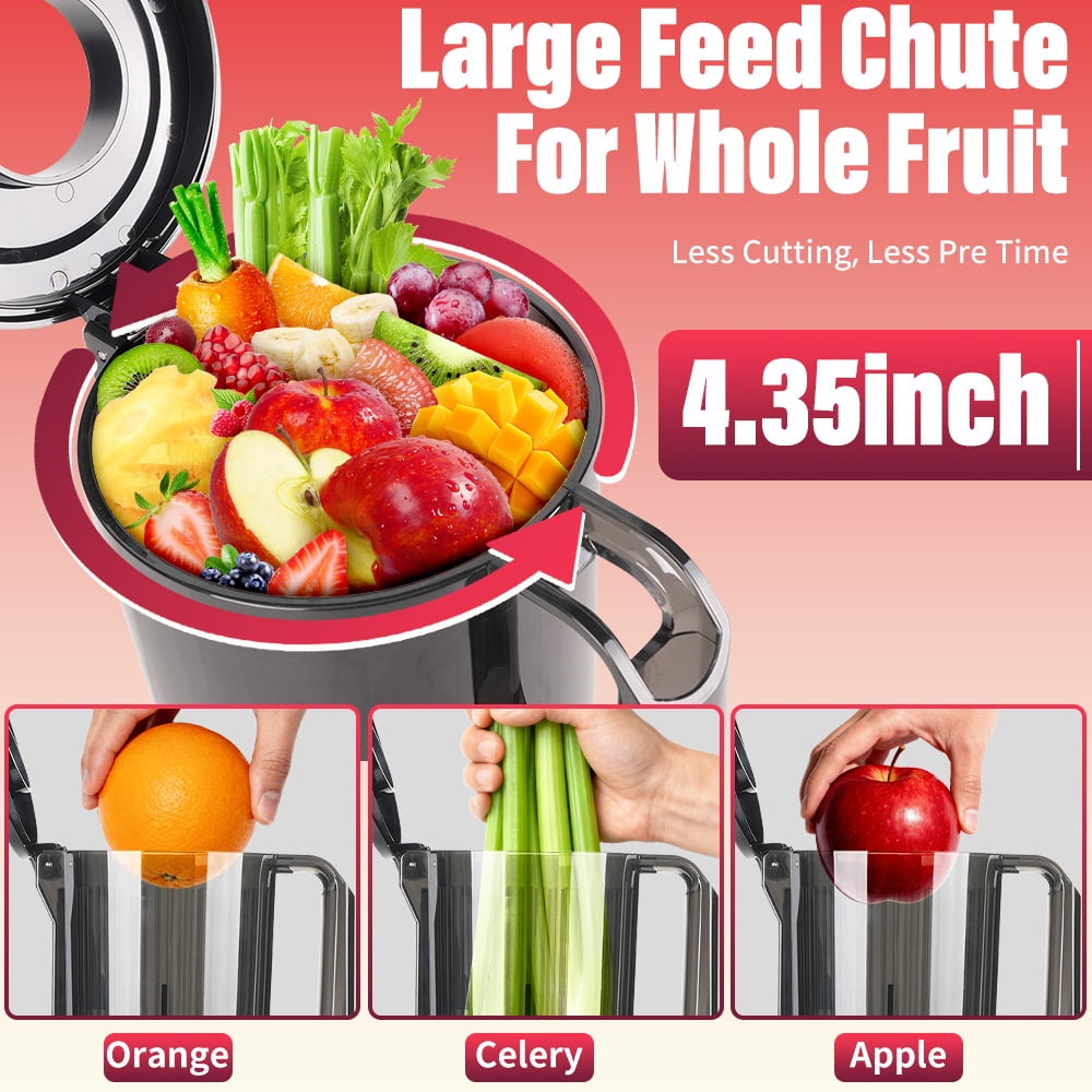 Cold Press Juicer, Kepeak Masticating Juicer with Wide Feed Chute, 200w Slow Juicer Machines