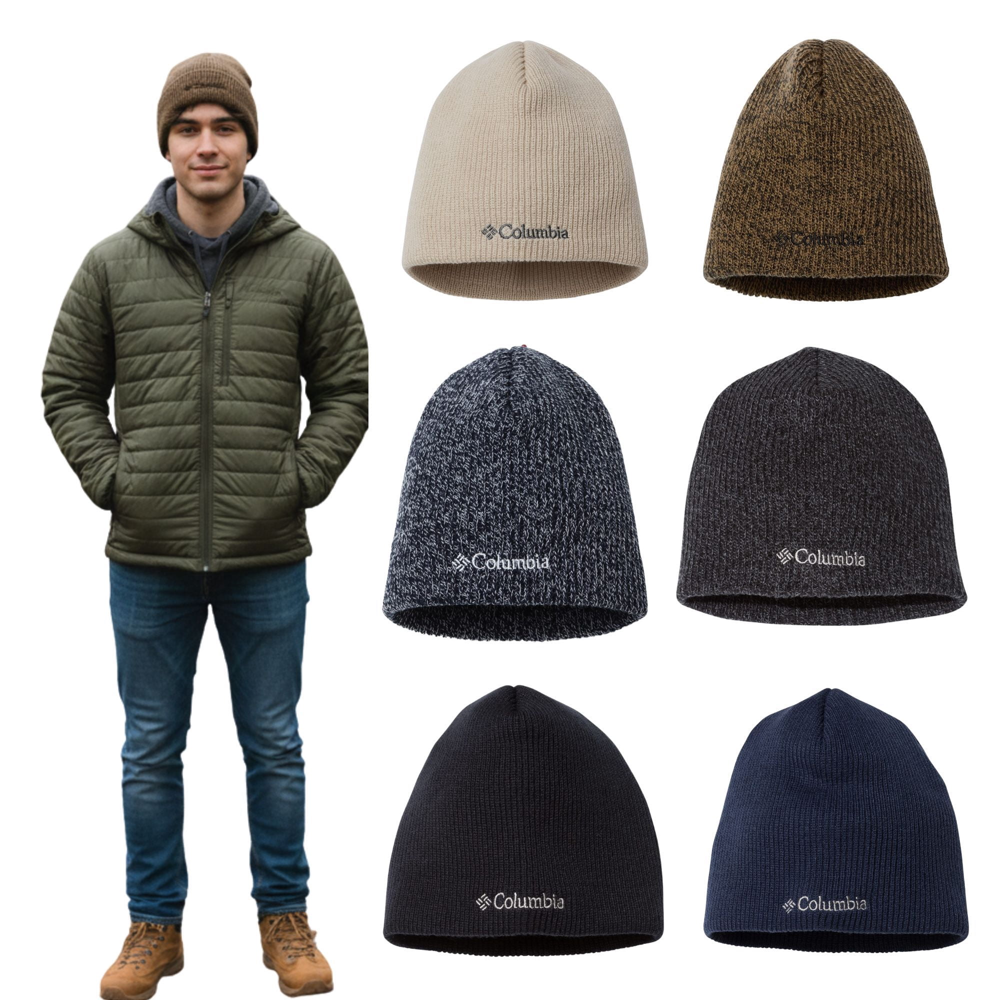 Columbia black knit ribbed winter hat, one size Columbia Hat Beanie Mens One Size Black Knit Logo Stretch  main image 3
