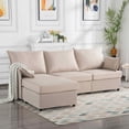 thumbnail image 3 of MAYEERTY 93.7" Modular Sofa with Ottoman - Removable Washable Covers, 3 Colors, 2 Arm Pillows, 3 of 5